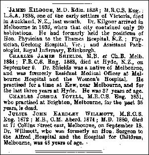 Obituary from the Australasian Medical Gazette (1897)